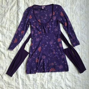 Purple floral long-sleeve top